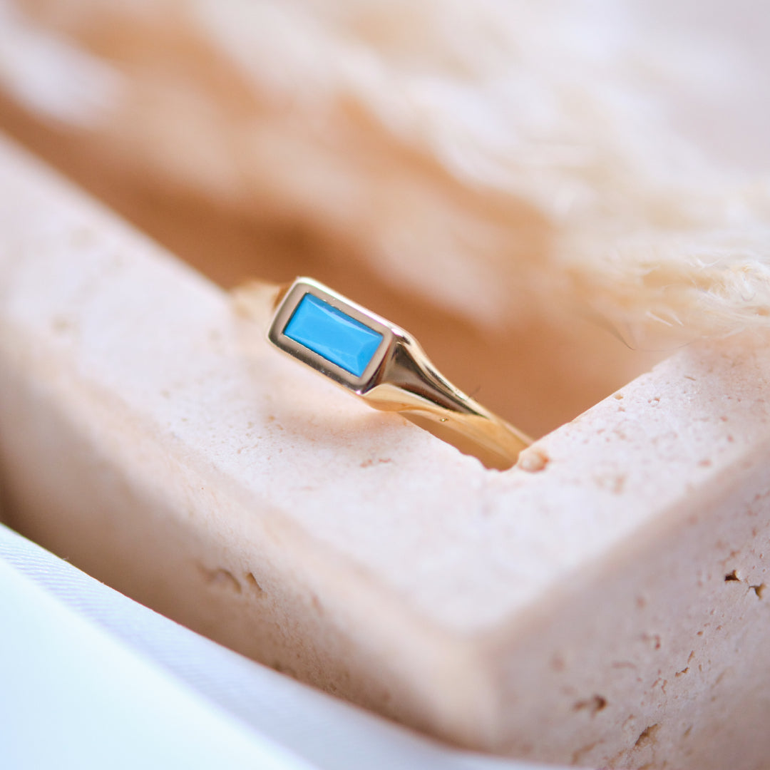Turquoise Signet Ring In 14k Gold