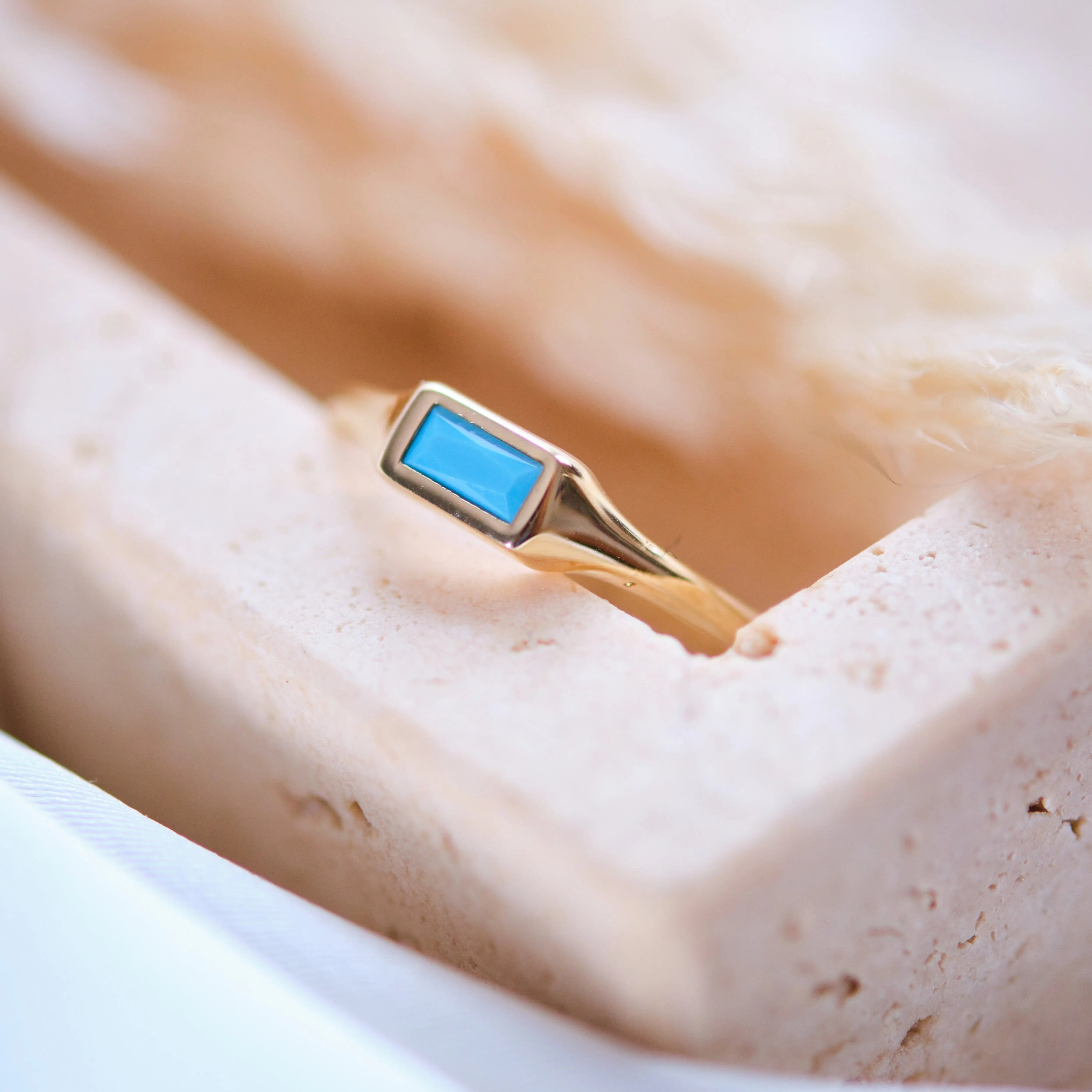 Turquoise Signet Ring In 14k Gold Orizzo fine jewelry