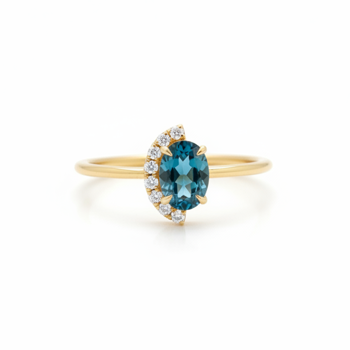 Oval London Blue Topaz Alternative Engagement Ring