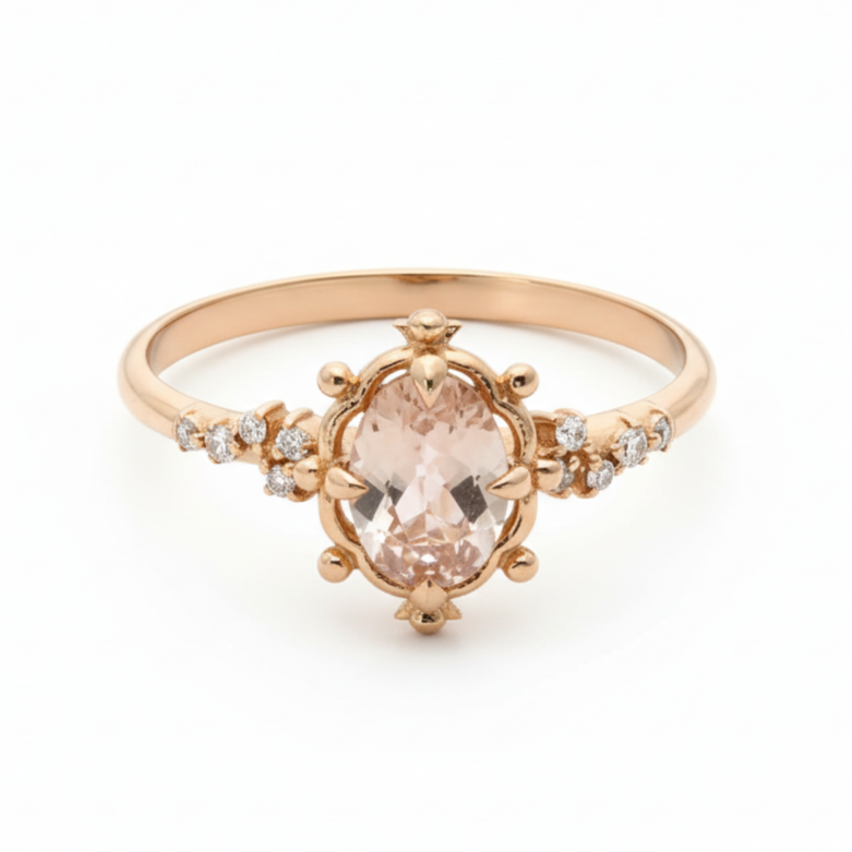 Oval Morganite Engagement Ring With Diamond