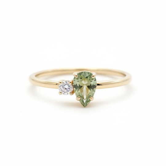 Toi Et Moi – zásnubní prsten s zeleným safírem a diamantem