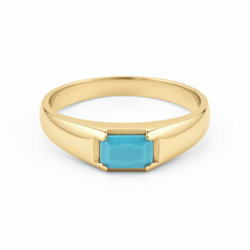 Turquoise Signet Ring In 14k Gold