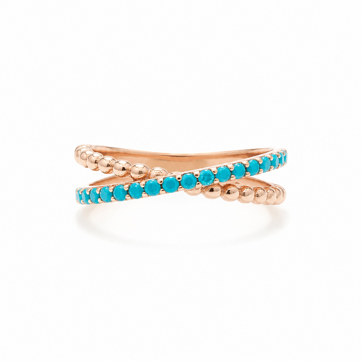 Criss Cross Turquoise Gold Ring