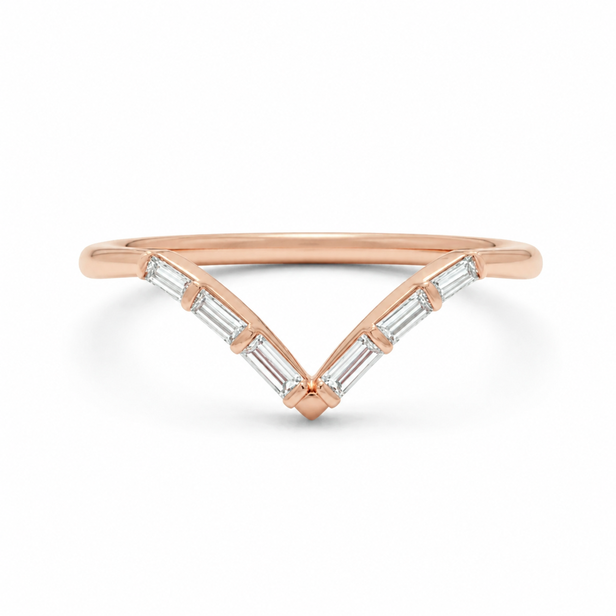 Baguette Diamond Curved Wedding Band