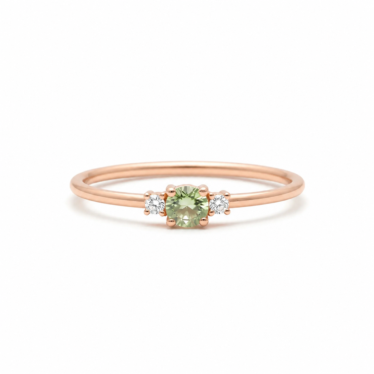 4mm Green Sapphire & Diamond Ring – Trinity