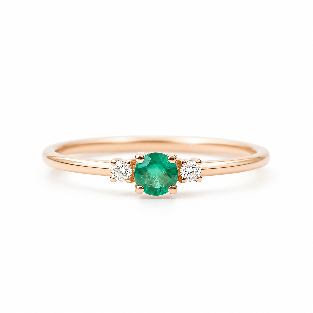 Emerald Engagement Ring With Diamond – Trinity