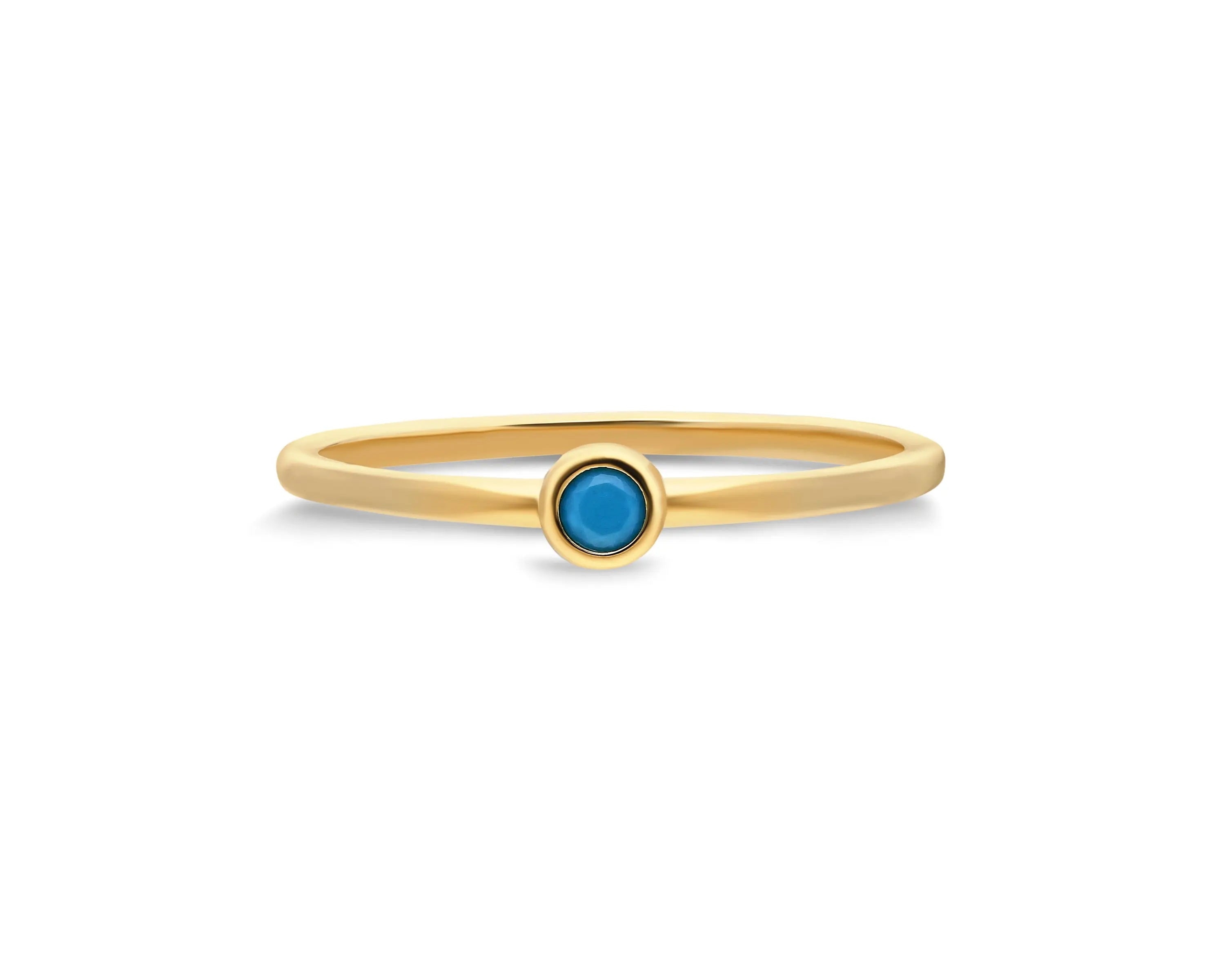 Bezel Set Turquoise Solid Gold Ring Orizzo fine jewelry