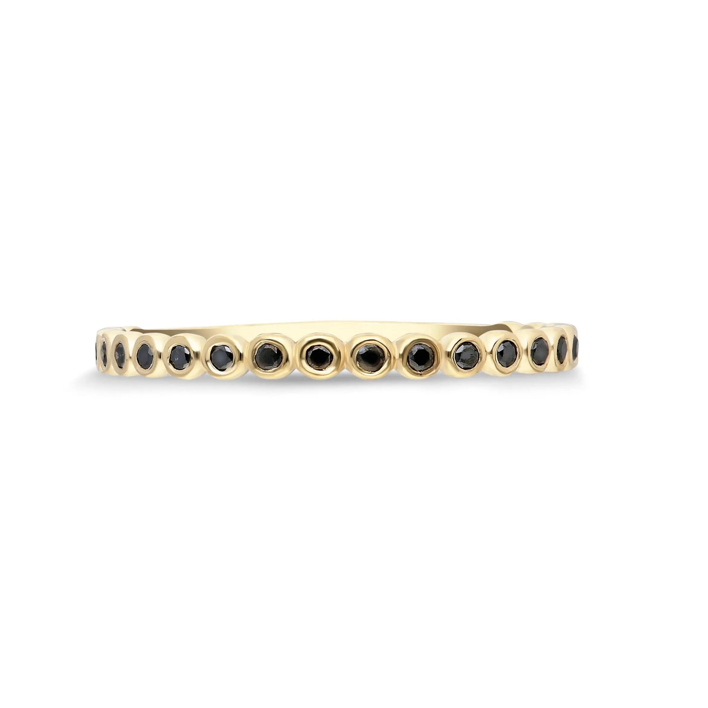 Bezel Black Diamond Stacking Ring Orizzo fine jewelry