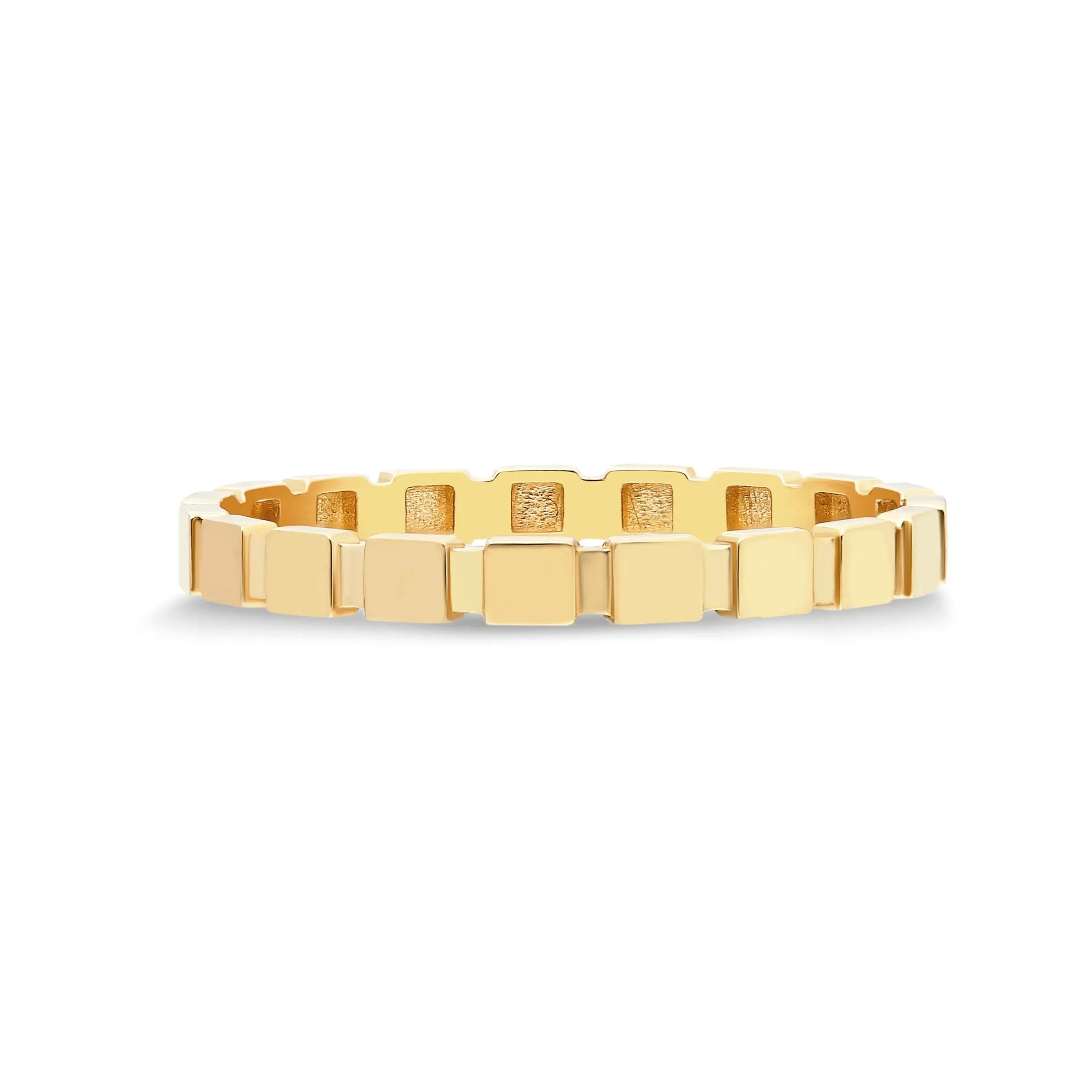 Square Pattern Gold Stack Ring Orizzo fine jewelry