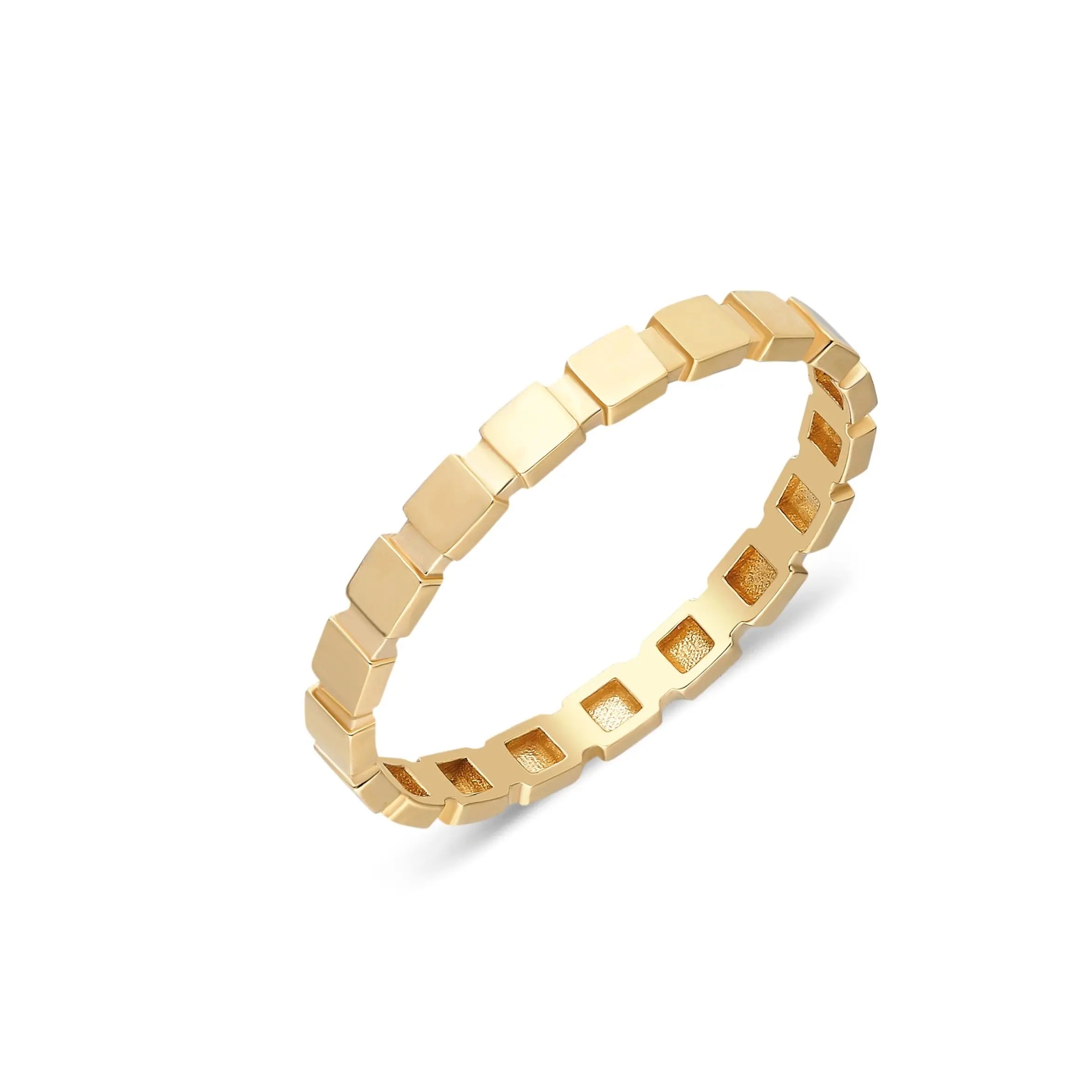 Square Pattern Gold Stack Ring Orizzo fine jewelry