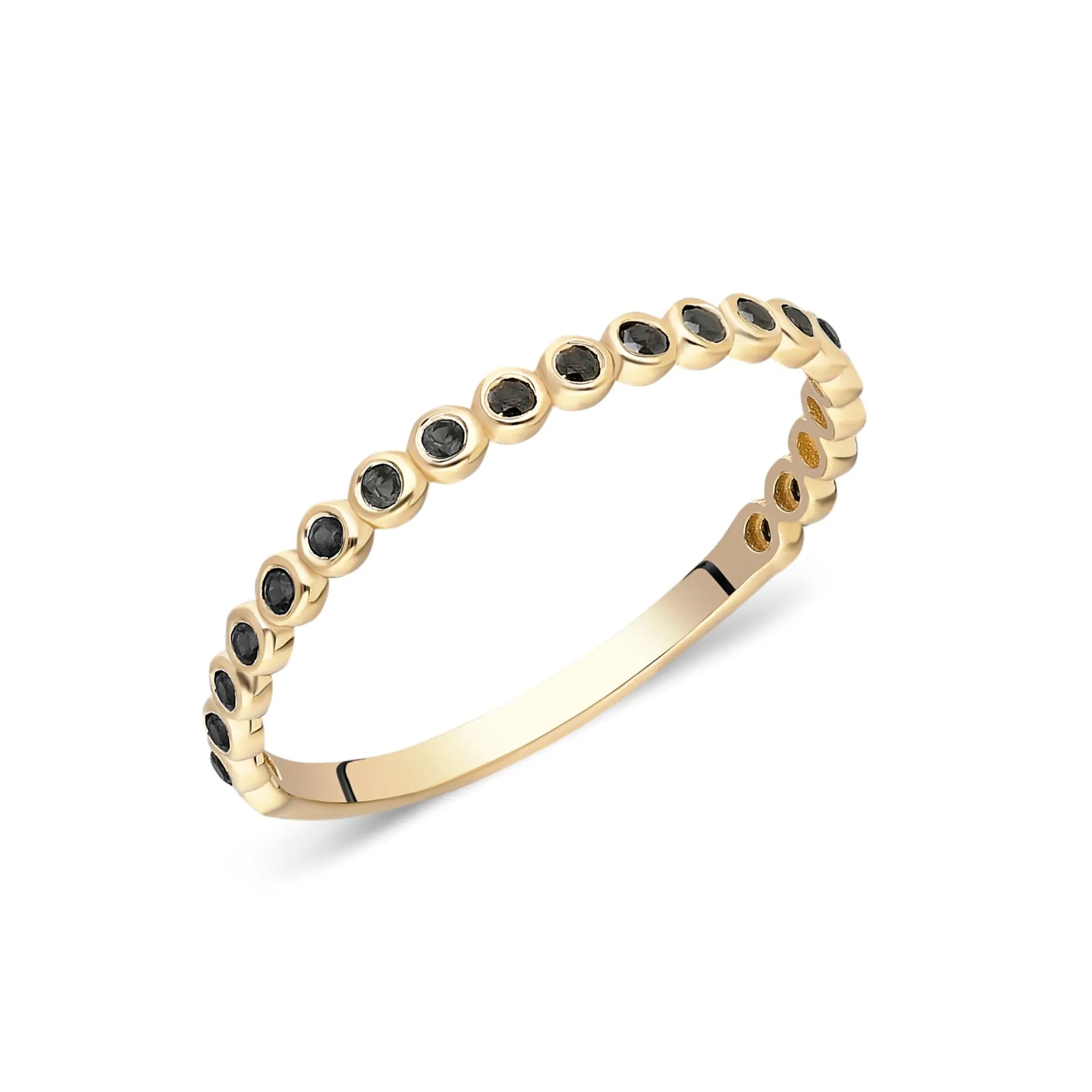 Bezel Black Diamond Stacking Ring Orizzo fine jewelry