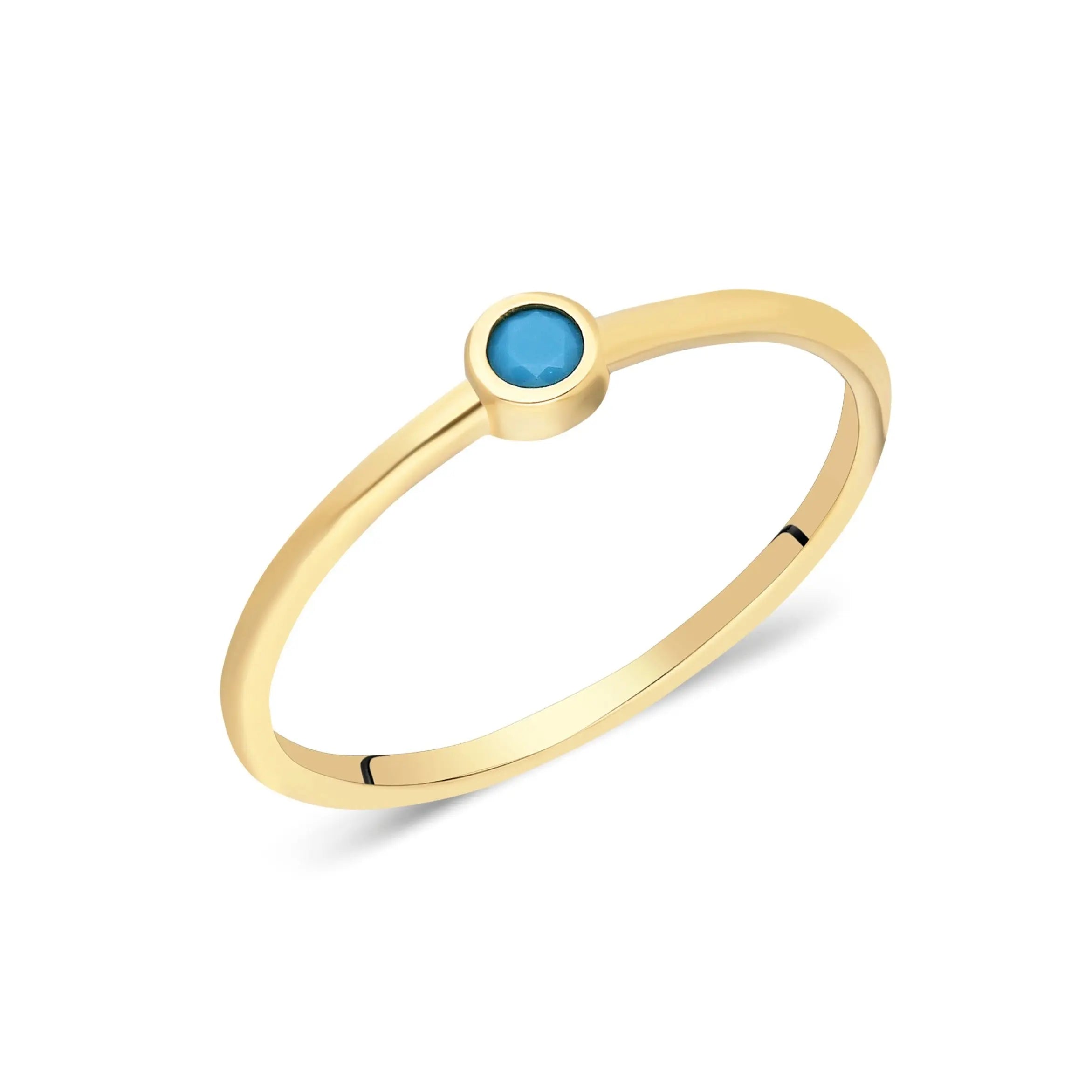 Bezel Set Turquoise Solid Gold Ring Orizzo fine jewelry