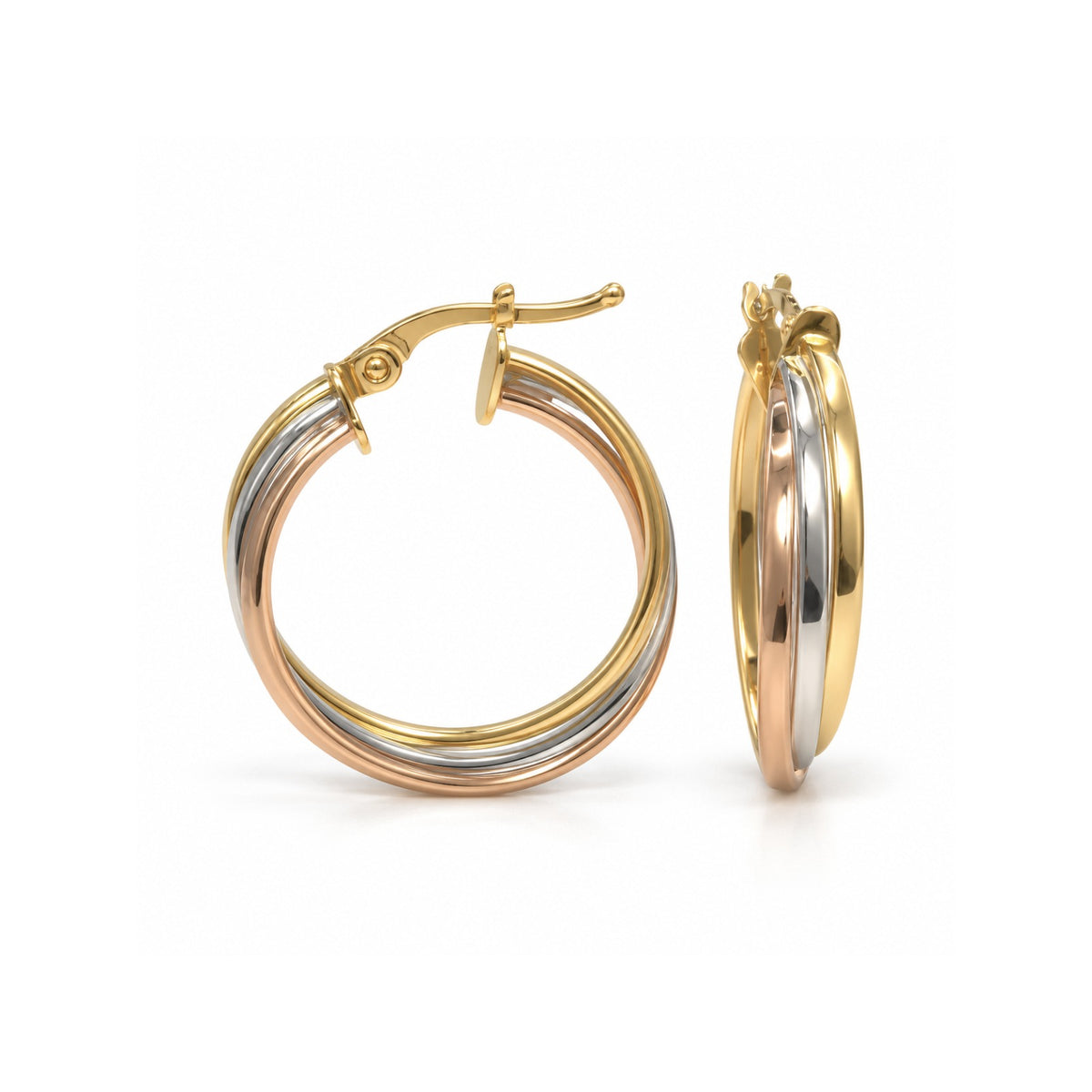 Tri-Color Hoop Earrings