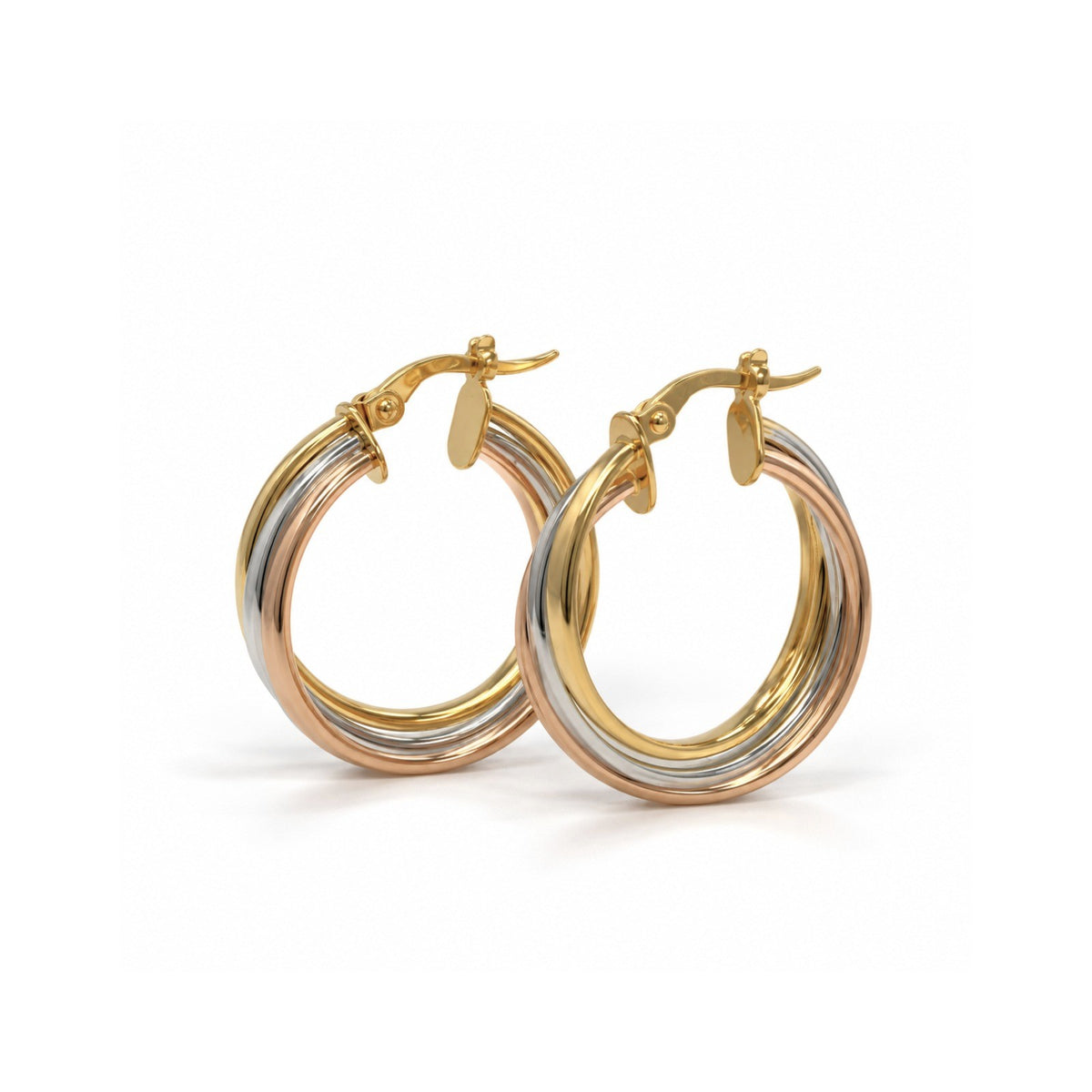 Tri-Color Hoop Earrings