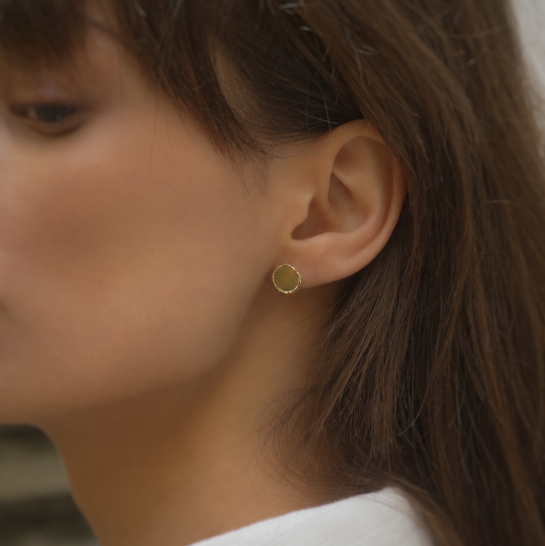 Round Disc Stud Earrings
