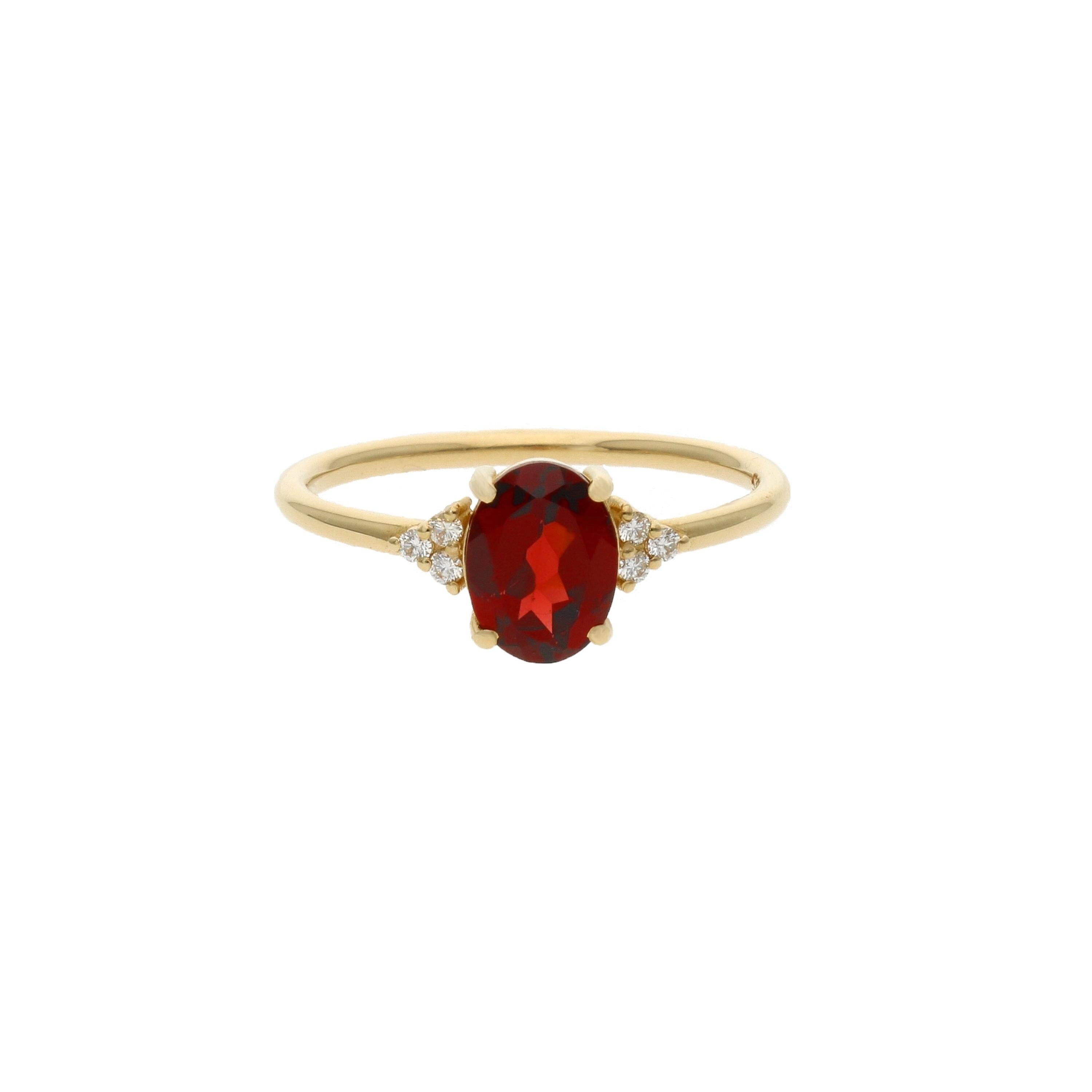 Art Deco Garnet Engagement Ring With Diamond