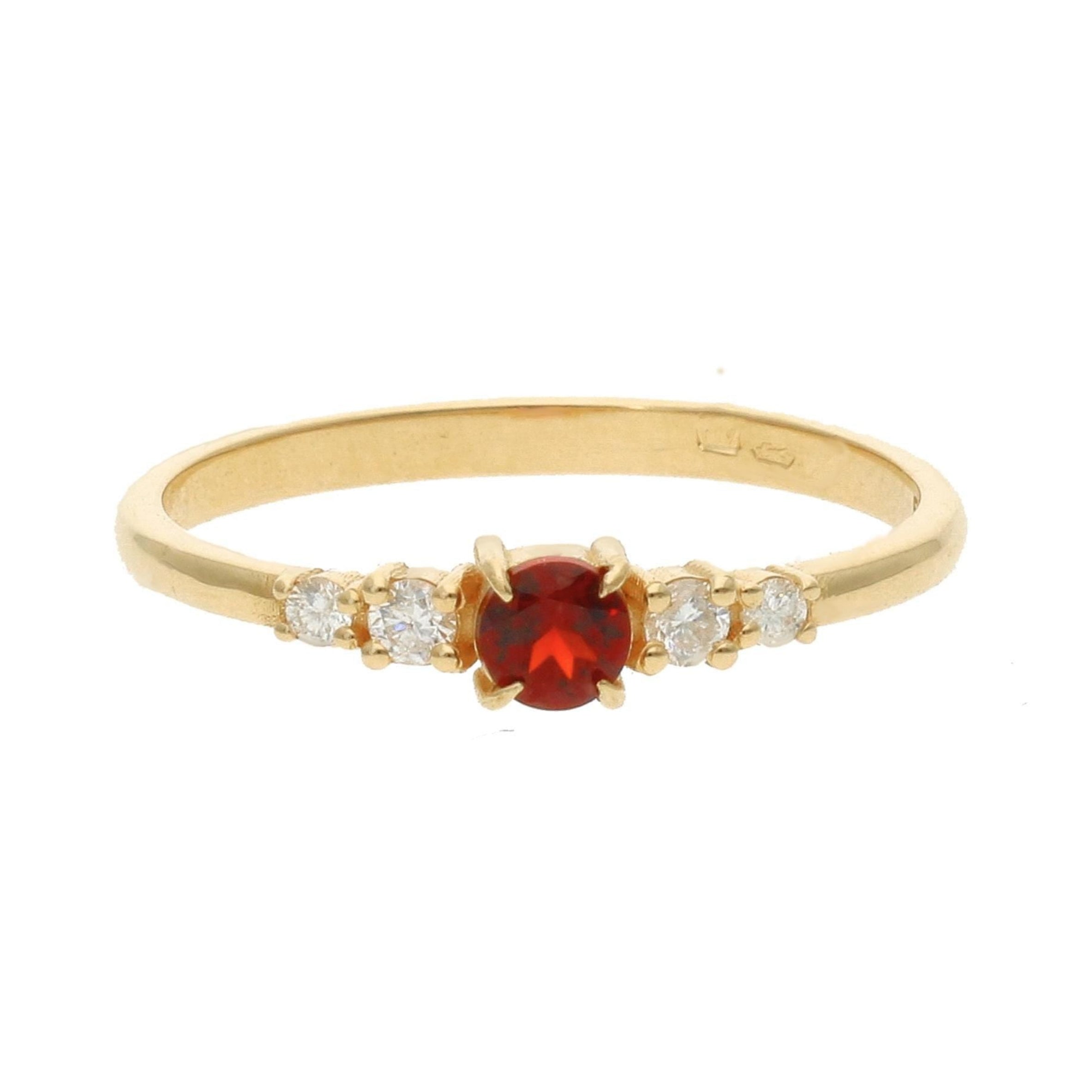 Dainty Garnet Engagement Ring With Diamond