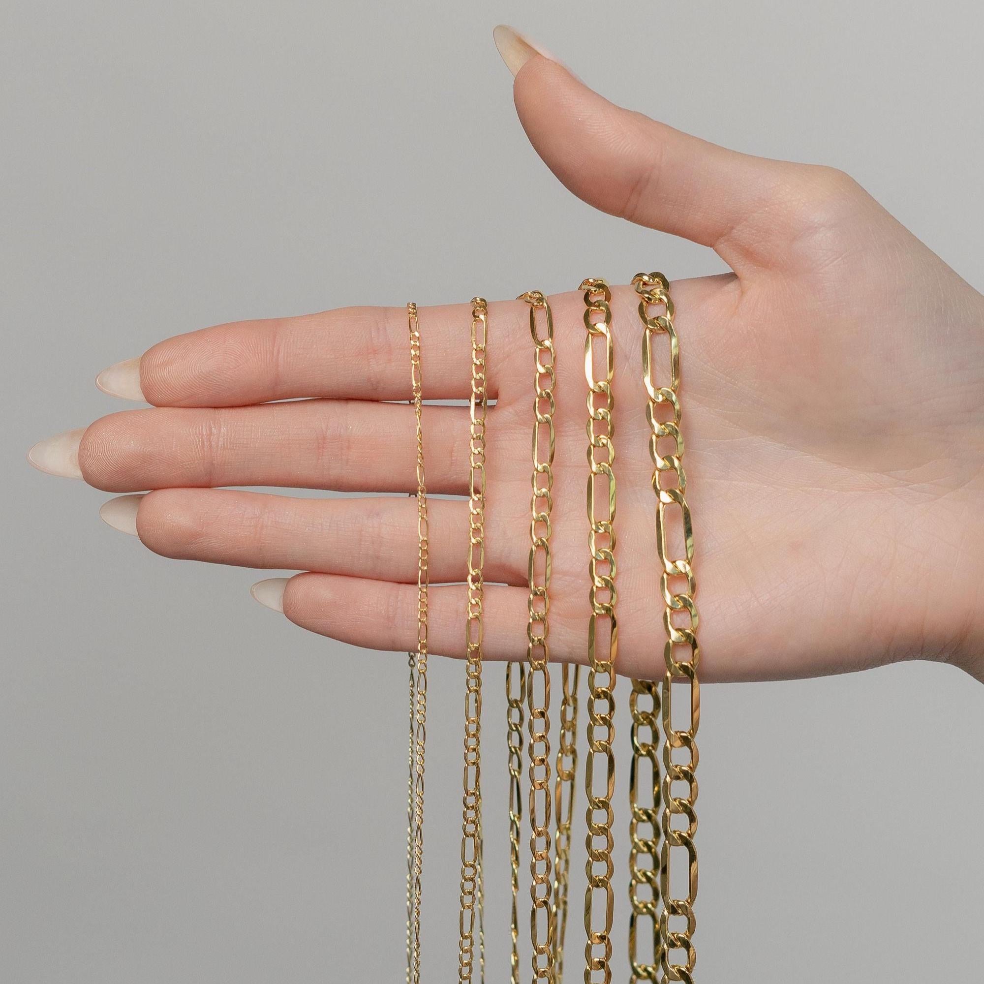 Figaro-Halskette aus massivem Gold – 14-karätige Goldkette – Herren-Goldkette – Damen-Goldkette – Goldhalskette als Geschenk für Herren und Damen