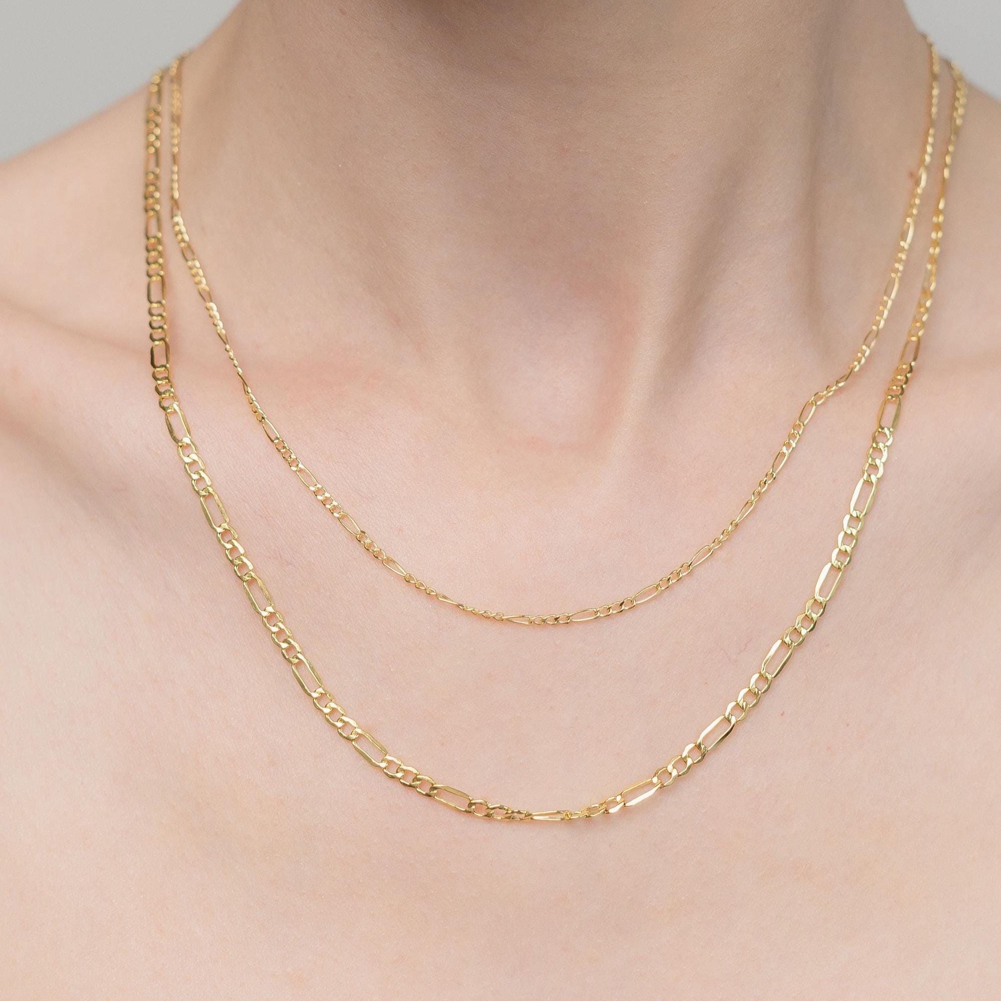 Figaro-Halskette aus massivem Gold – 14-karätige Goldkette – Herren-Goldkette – Damen-Goldkette – Goldhalskette als Geschenk für Herren und Damen