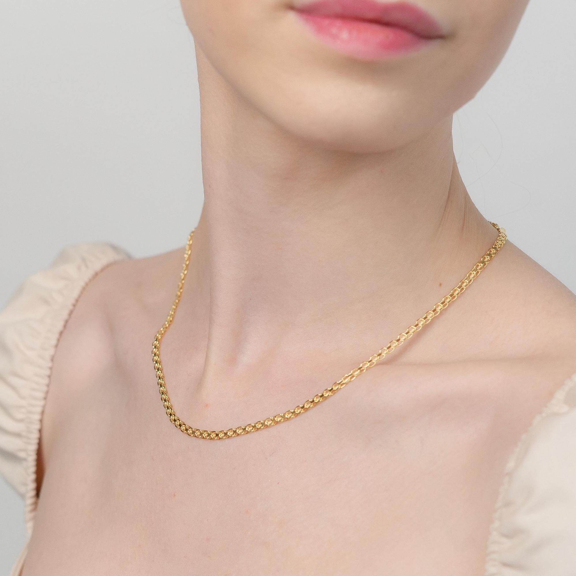 Halskette aus 14 Karat Gelbgold – Halskette aus massivem Gold im Bismarck-Design – Kette aus 14 Karat Gold – Schmale Halskette aus Gold im Bismarck-Design – Geschenk für Damen