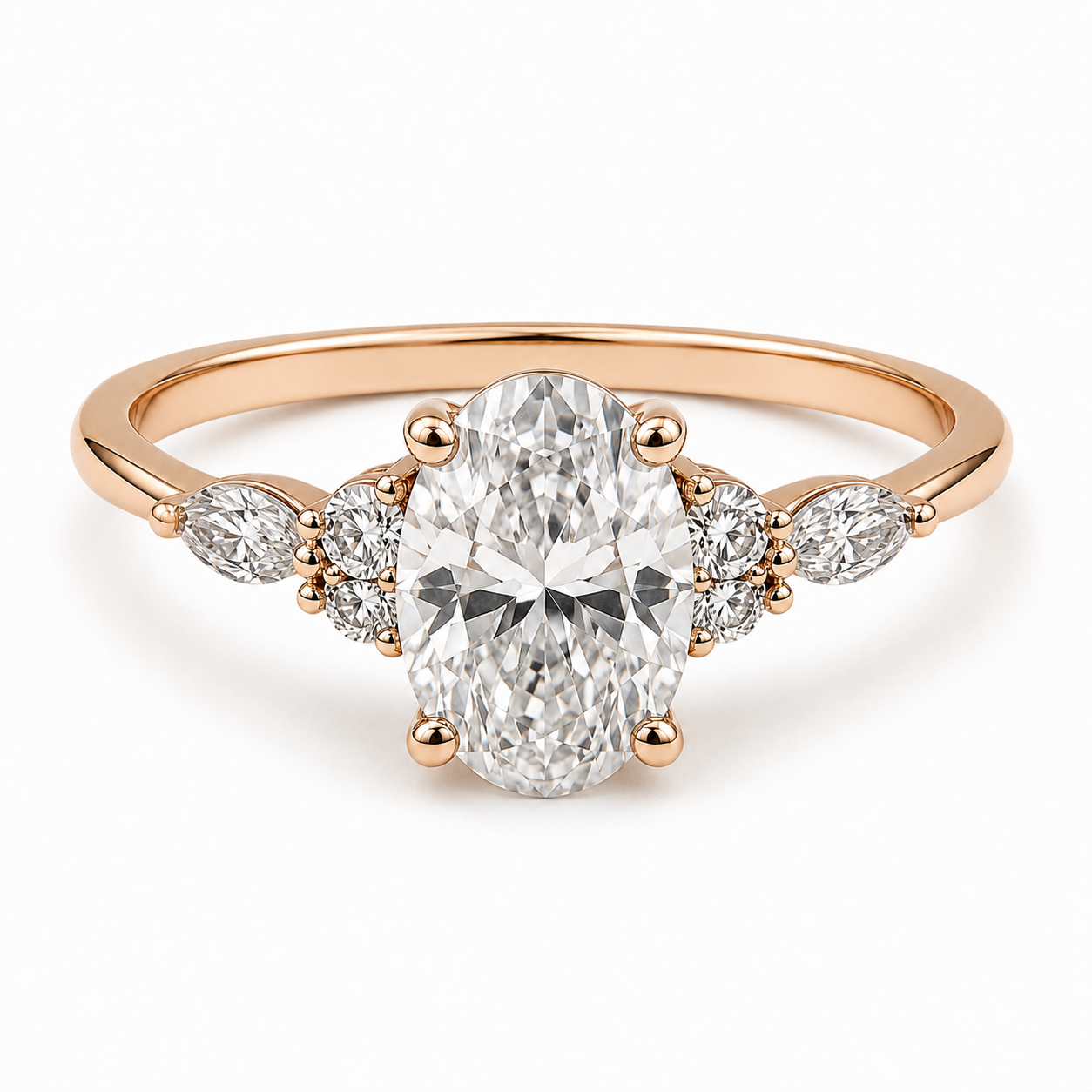 Oval Cut Diamond Engagement Ring - Lab Grown