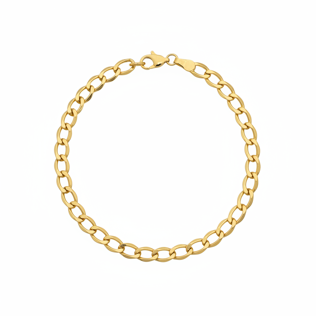 14K Gold Open Curb Chain Bracelet 5.30mm