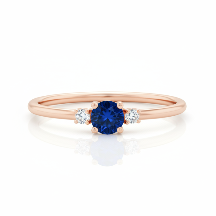 Dainty Blue Sapphire Ring With Diamond