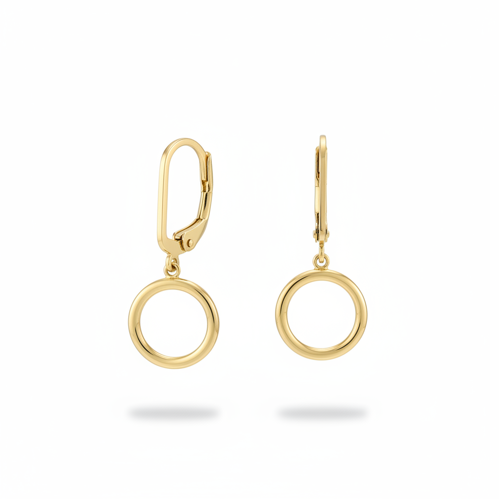 Leverback Circle Drop Earrings