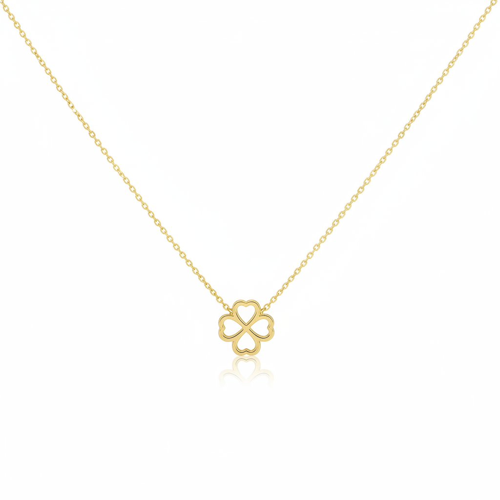 14K Gold Four-Leaf Clover Necklace