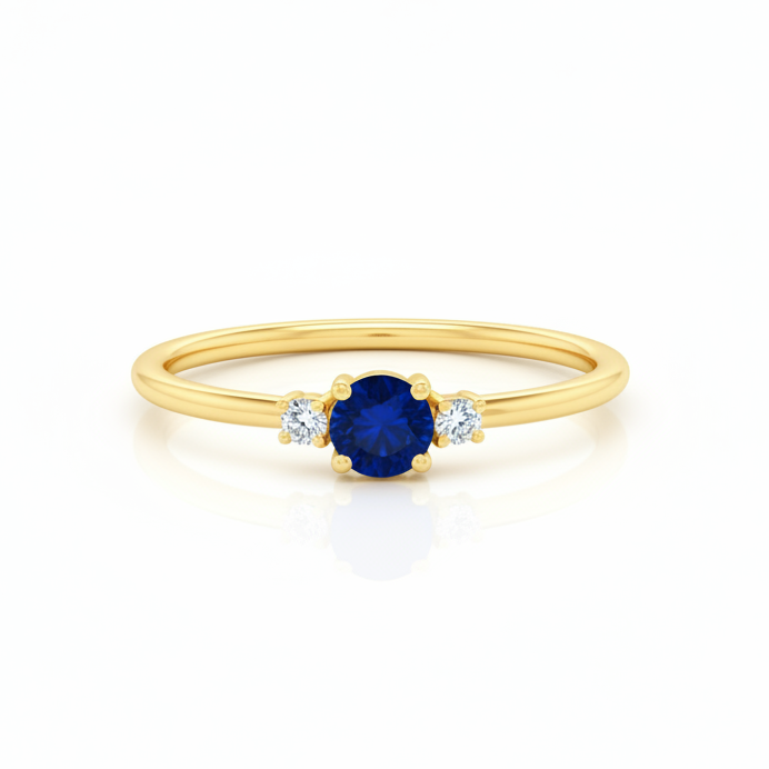 Zarter Blauer Saphir Ring mit Diamant