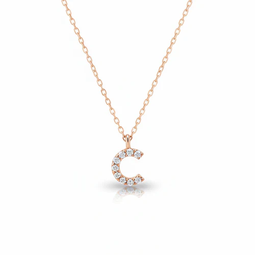 Diamant Buchstaben Halskette aus 14 Karat Gold, personalisierter Schmuck