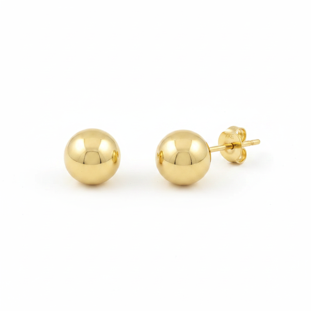 14K Gold Ball Stud Earrings 4.40mm