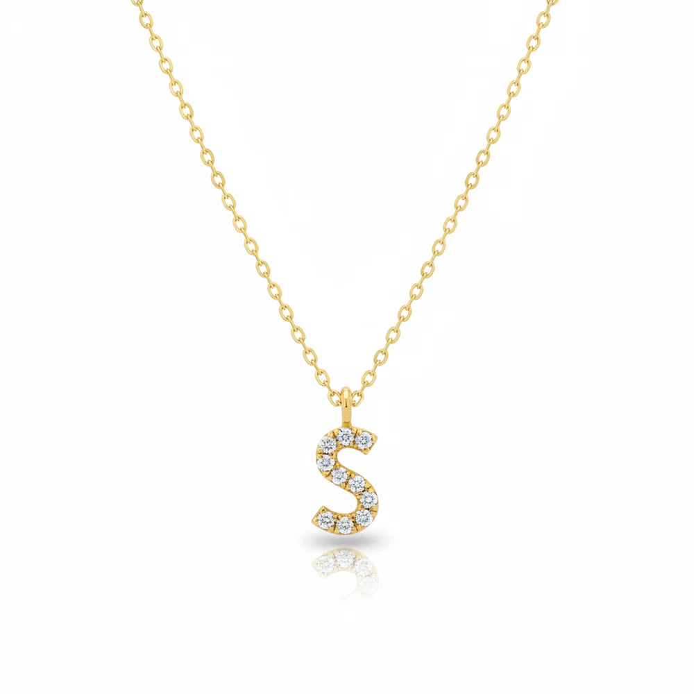Diamant Buchstaben Halskette aus 14 Karat Gold, personalisierter Schmuck