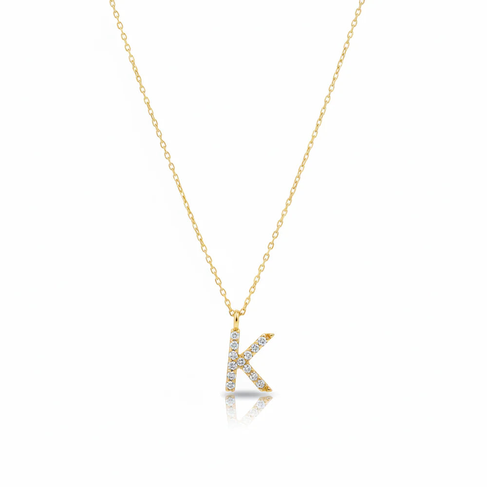 Diamant Buchstaben Halskette aus 14 Karat Gold, personalisierter Schmuck
