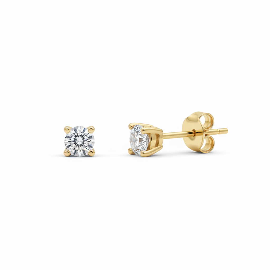 Four Prong Diamond Stud Earrings