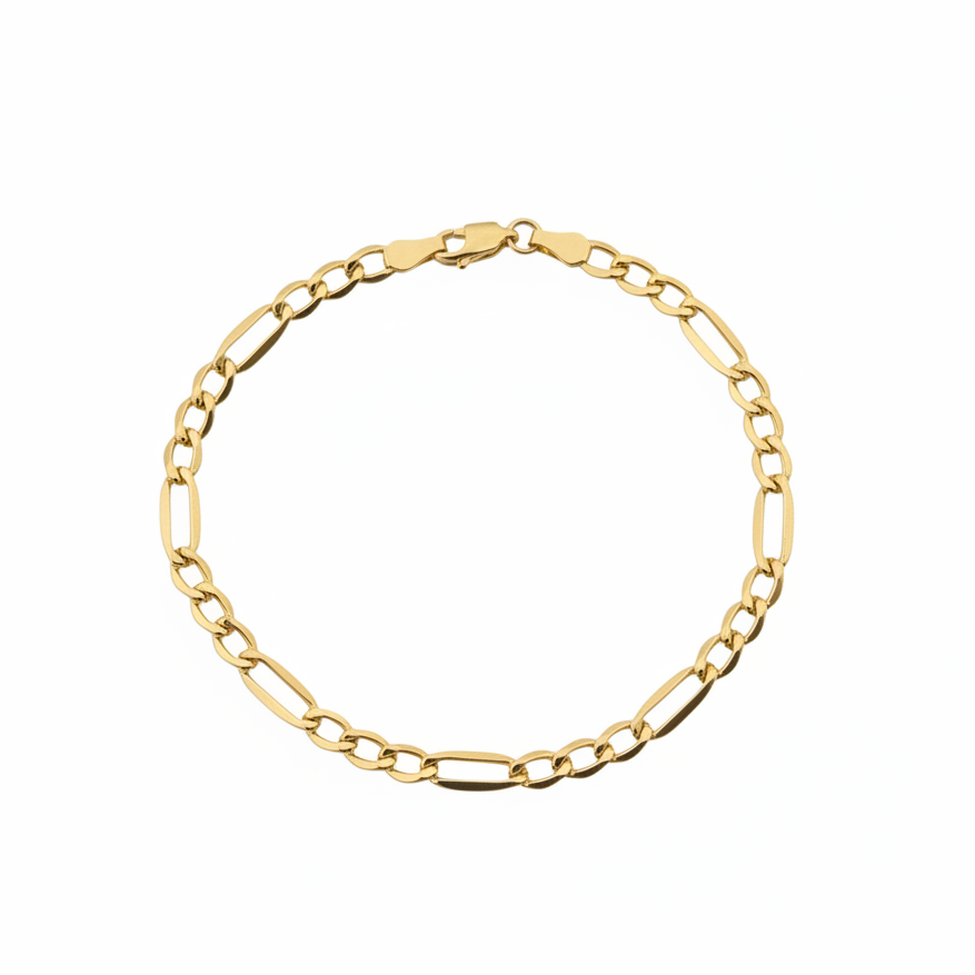 14K Gold Figaro Chain Bracelet 4.45mm