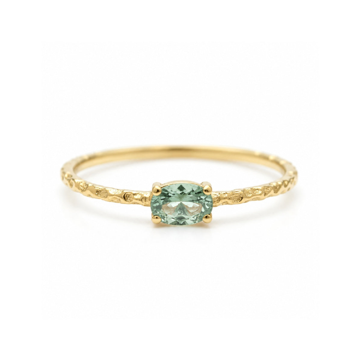 Solitaire Oval Green Sapphire Ring - Terra Gem
