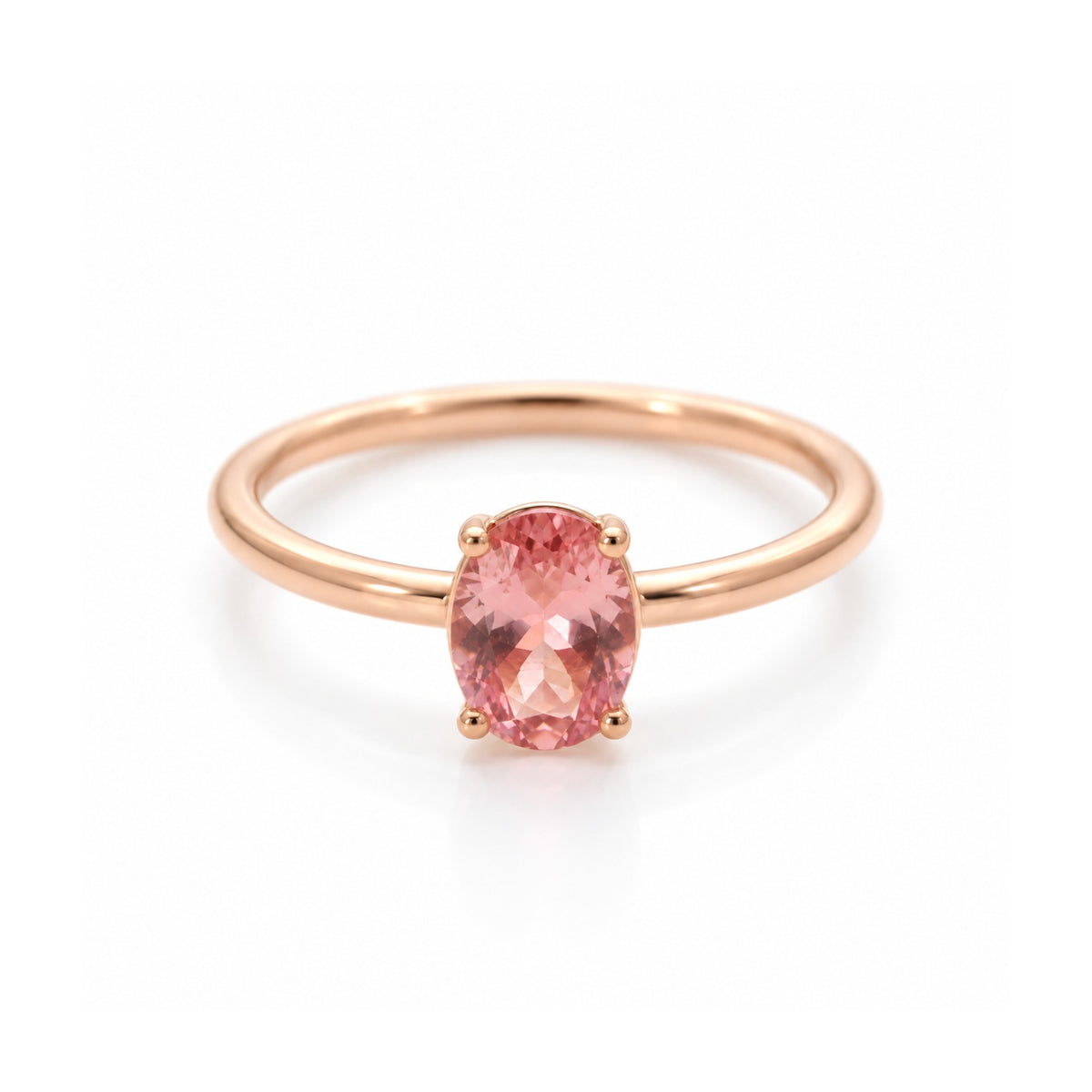Solitaire Oval Pink Tourmaline Ring