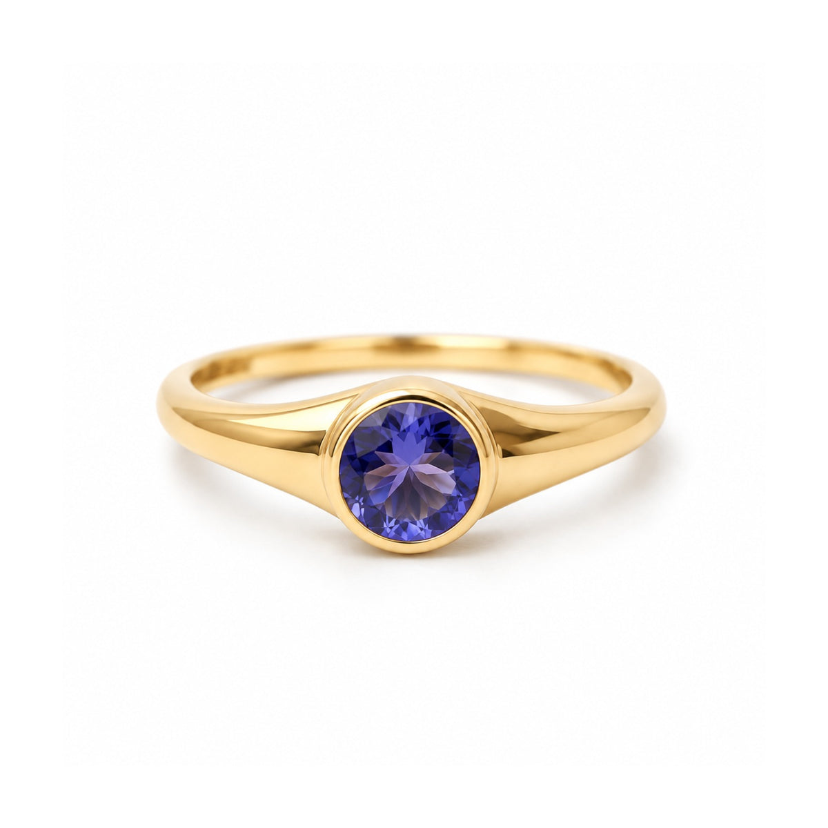 Round Cut Tanzanite Signet Ring