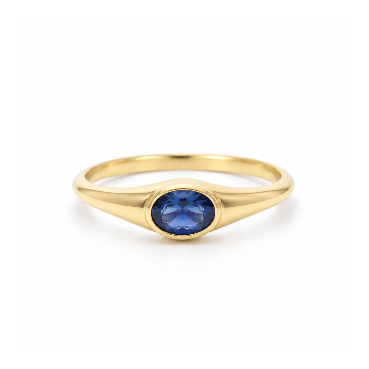 Oval Blue Sapphire Signet Ring