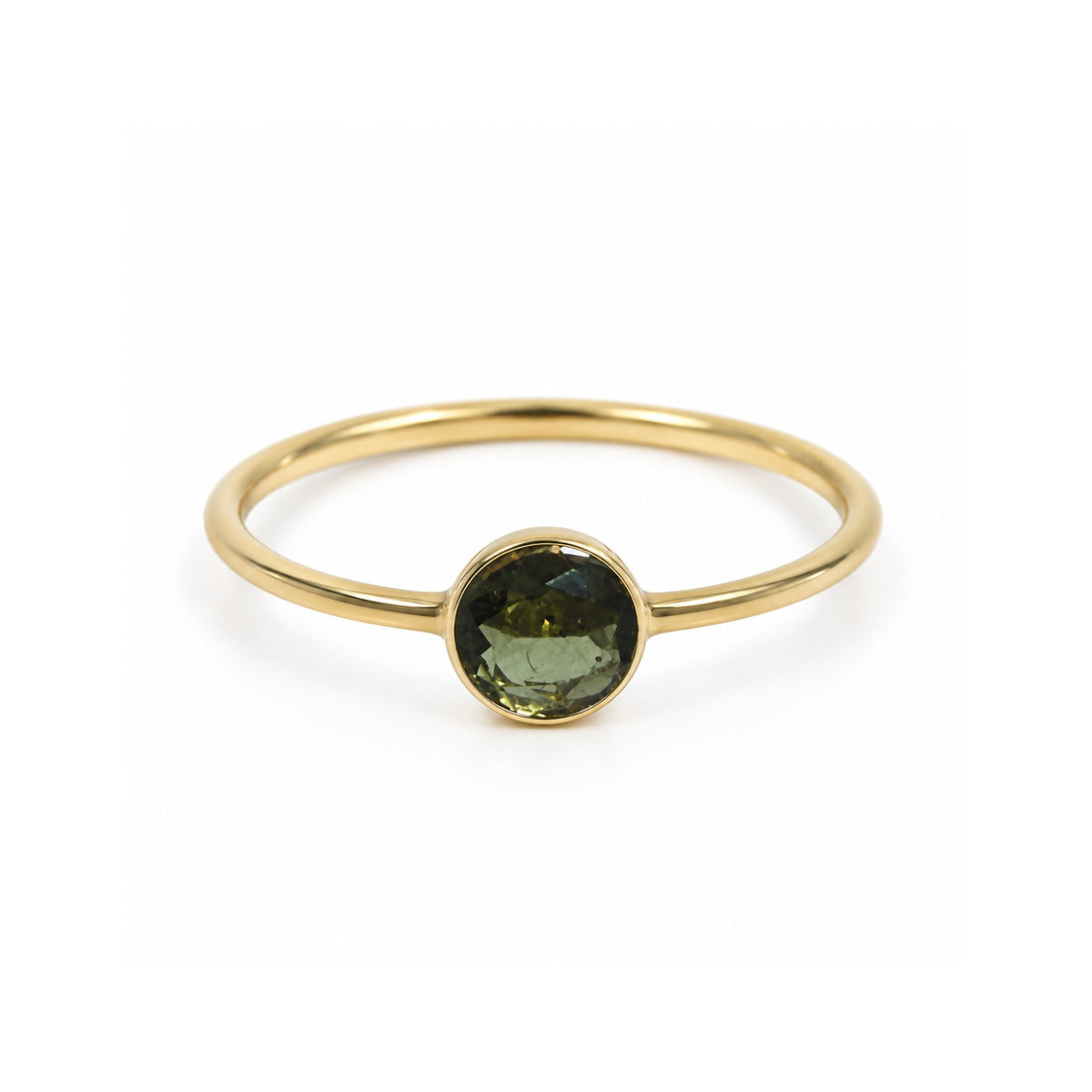 Round Moldavite Bezel Ring