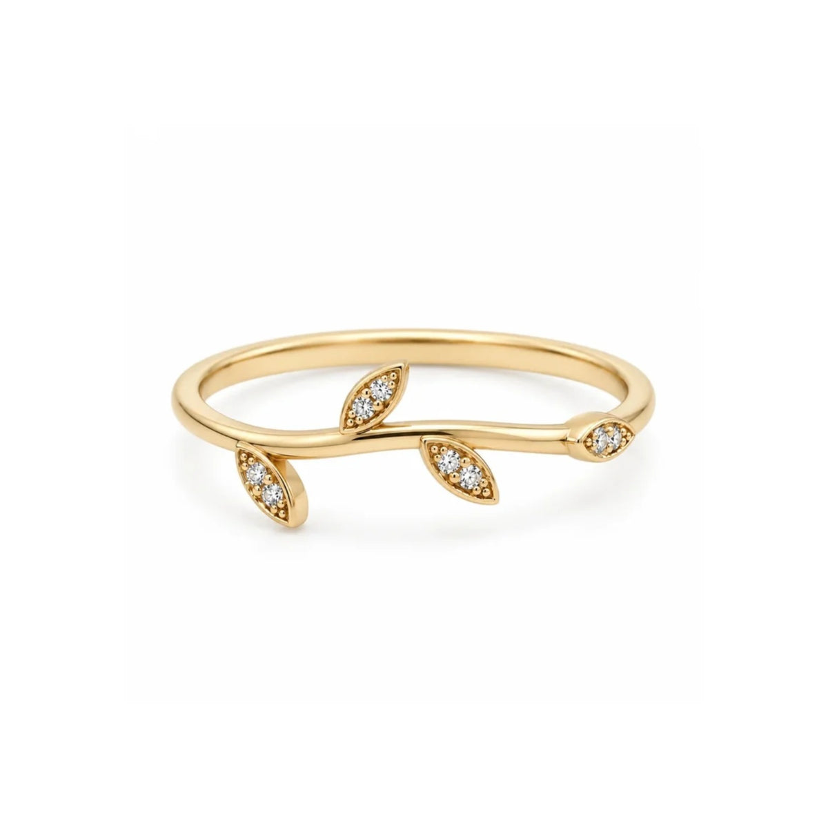 Diamond Leaf Branch Ring