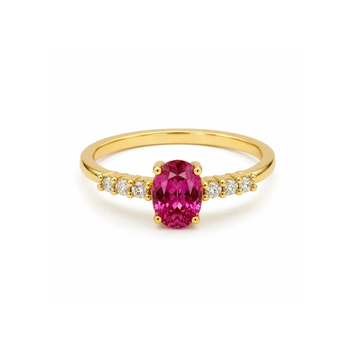 Tourmaline & Diamond Engagement Ring in 18K Yellow Gold