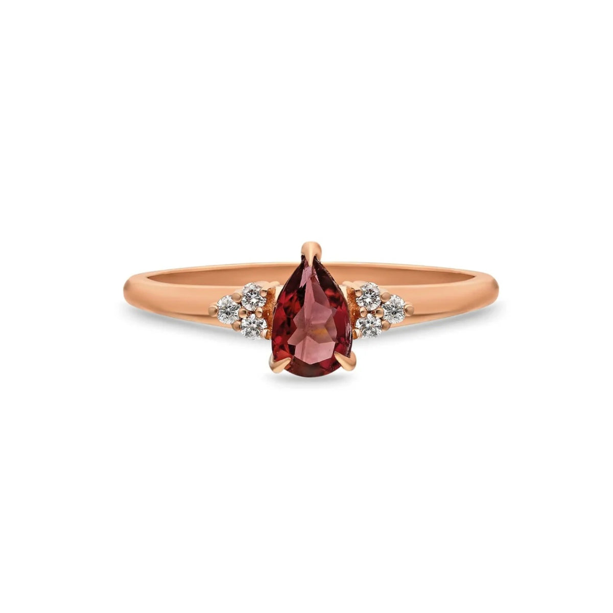 Solenne Ring mit pinkem Turmalin und Diamanten aus 14 karätigem Gold