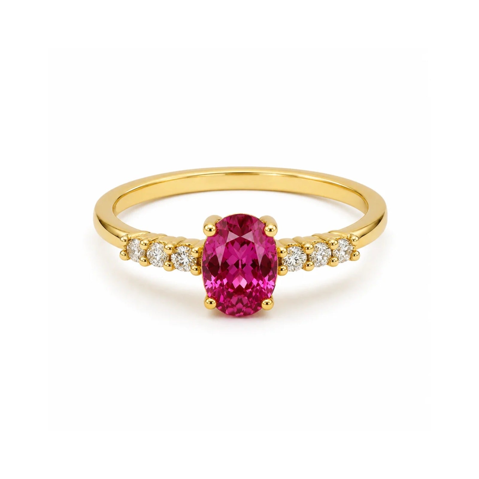 Tourmaline & Diamond Engagement Ring in 18K Yellow Gold