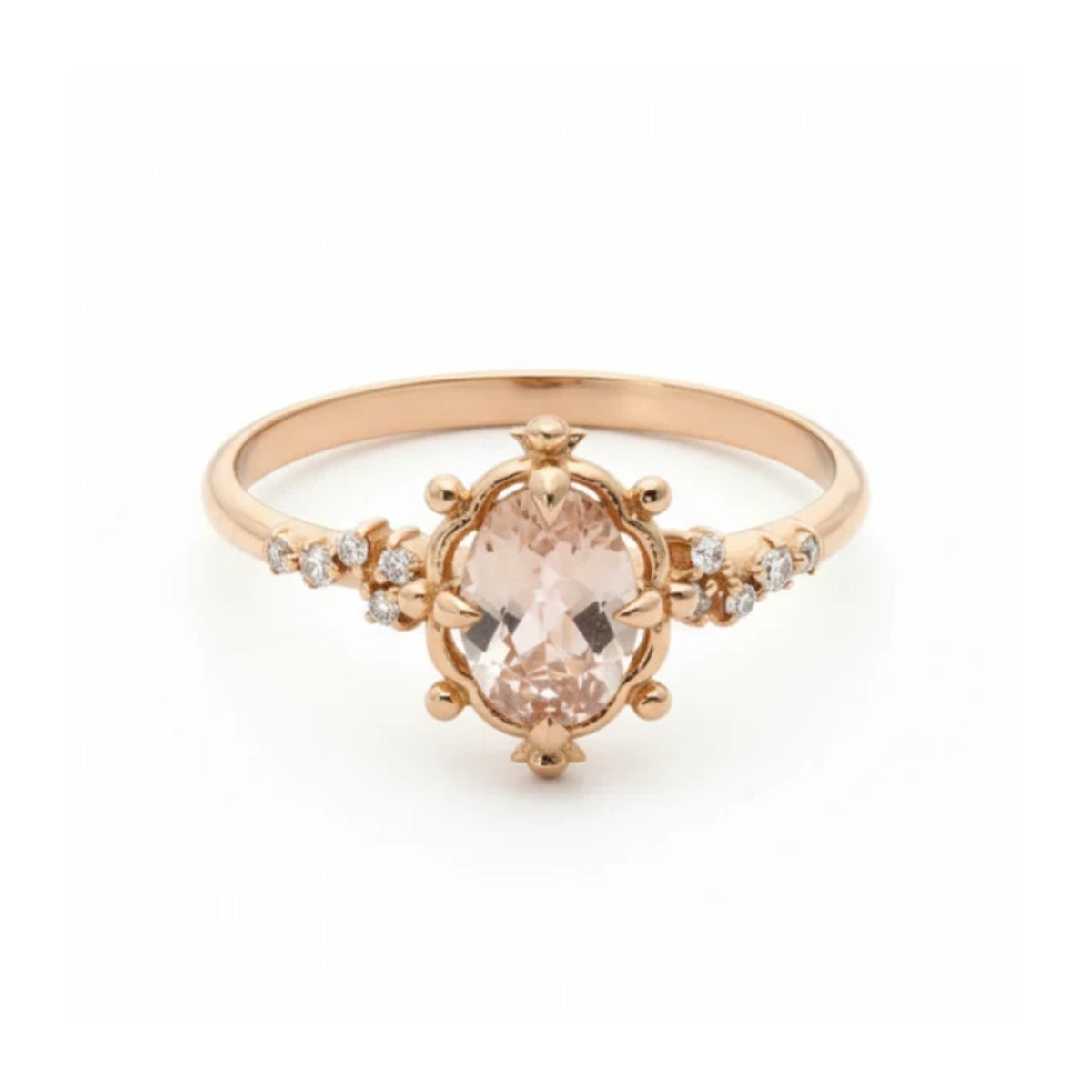 Oval Morganite Engagement Ring With Diamond