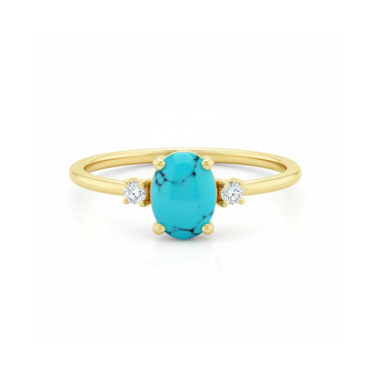 Natural Turquoise Engagement Ring With Diamond