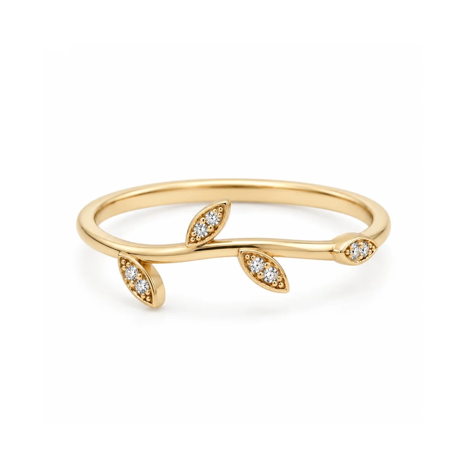 Diamond Leaf Branch Ring