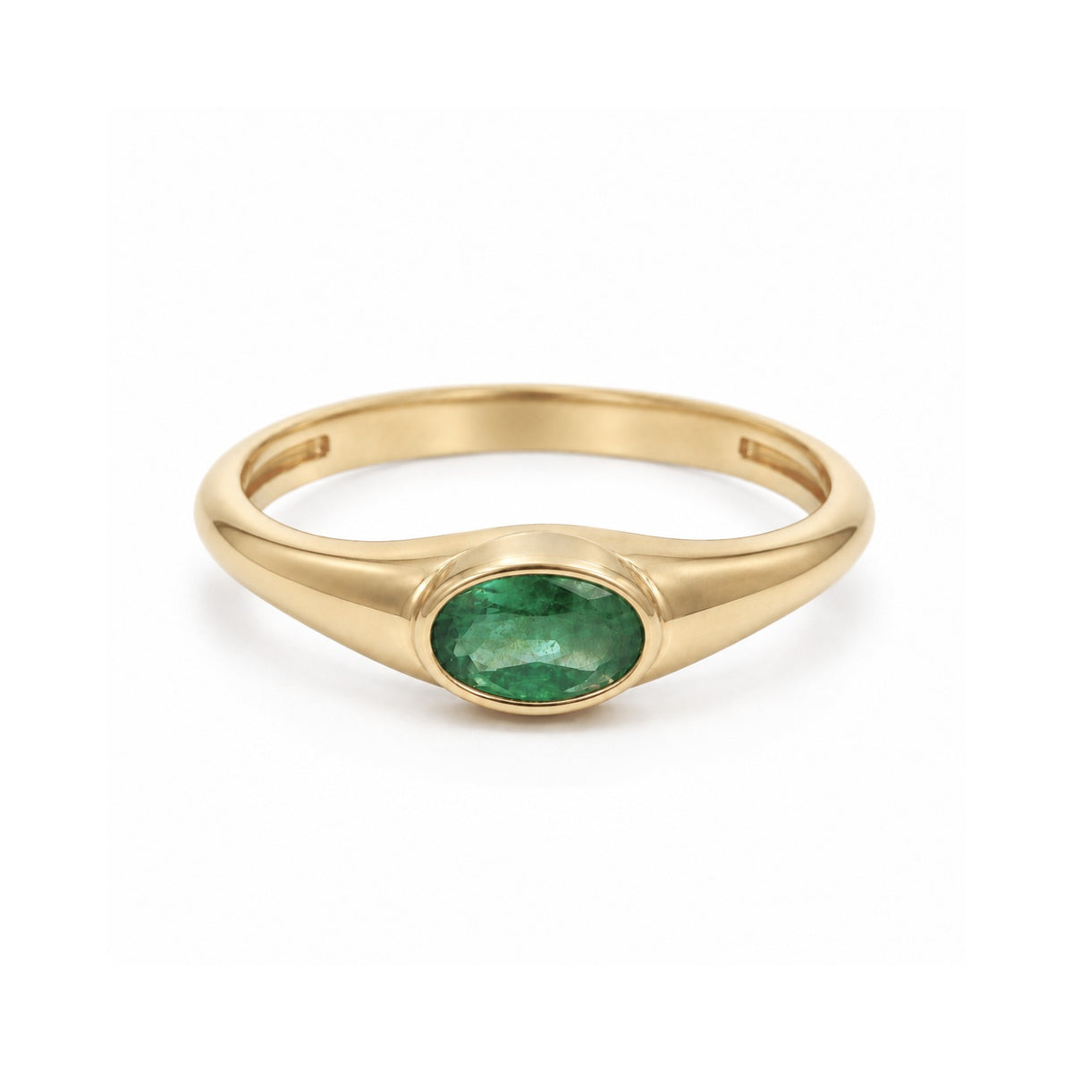 Oval Emerald Signet Ring