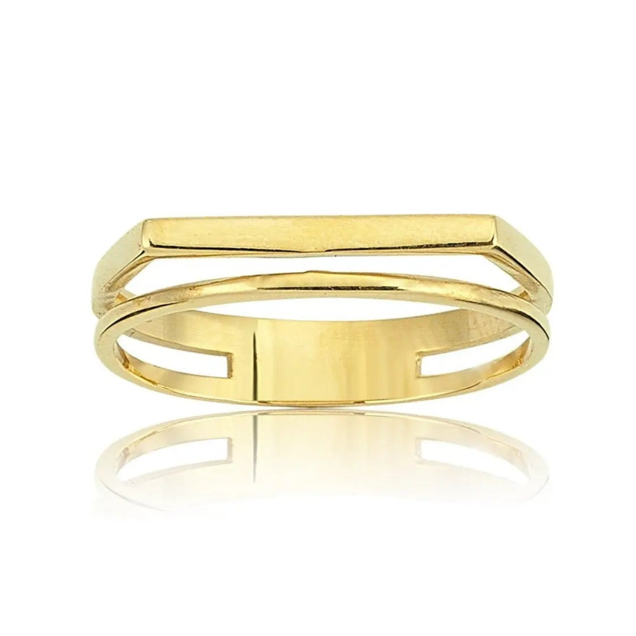 Double Gold Ring in 14 Karat Solid Gold Orizzo fine jewelry